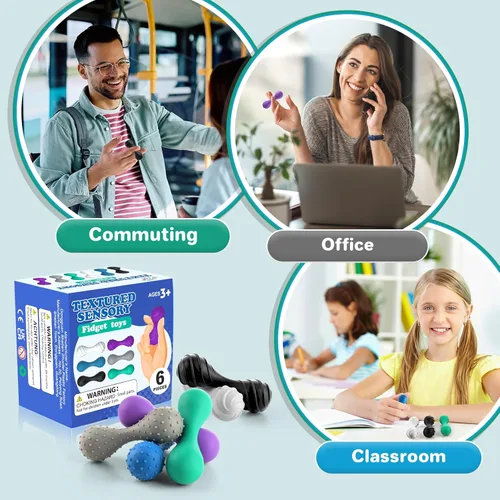 Miniatura 5 de Juguetes sensoriales para adultos con piedra: paquete de 6 juguetes sensoriales texturizados para niños con autismo, TDAH, calmantes, pequeño