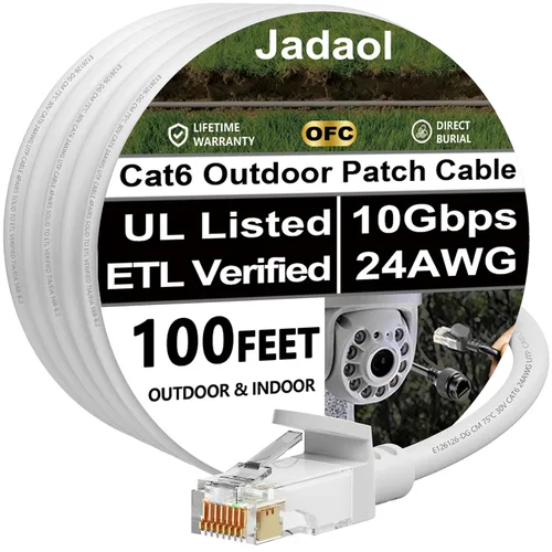 Miniatura 8 de Cable Ethernet Cat 6 de 1 pie (paquete de 6), para exteriores e interiores, compatible con red Cat7 de 10 Gbps, cable de conexión LAN plano