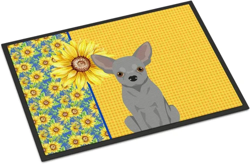 Miniatura 174 de Caroline's Treasures WDK5313MAT Airedale Terrier - Tapete para puerta delantera de 18 x 27 pulgadas, diseño de girasoles de verano, para entrada