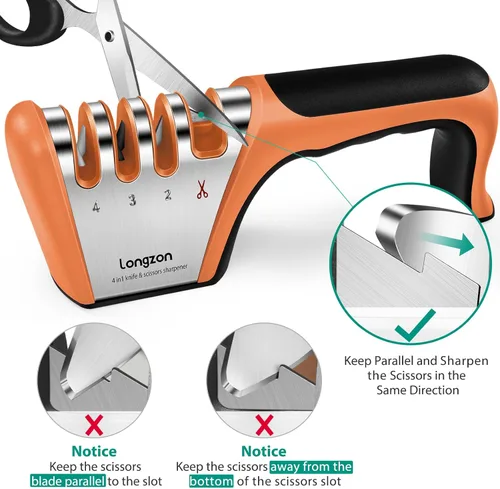 Miniatura 6 de Longzon 5-in-1 Knife Sharpener 4 Stage with Cut-Resistant Glove, Quickly Sharpens & Restores Dull Blades, Easy & Safe for Home Kitchen Use, Fits