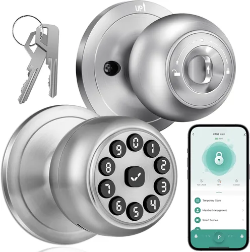 Miniatura 10 de Cerradura de Puerta con Huella Dactilar, Perilla Inteligente de Puerta con Huella Dactilar con Cerradura, Perilla de Puerta Biométrica con Control