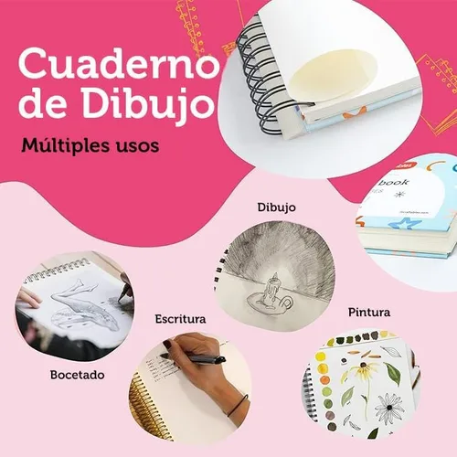 Miniatura 3 de Incraftables Cuaderno de bocetos para niños con tapa dura encuadernada en espiral, 125 páginas, cuaderno de bocetos y papel de dibujo para niños