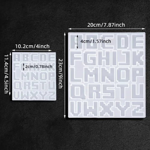 Miniatura 3 de 2 moldes de resina para llavero del alfabeto, molde epoxi de letras de píxeles, molde de silicona de joyería para colgantes de resina DIY