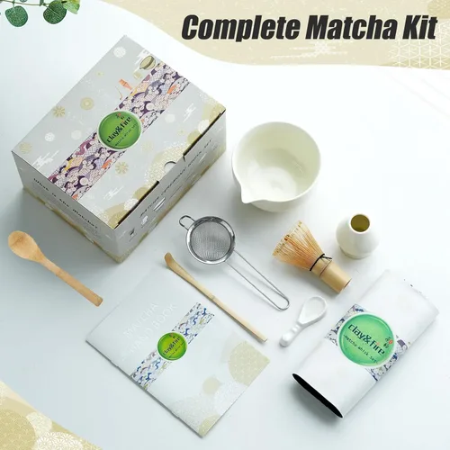 Miniatura 2 de Clay&Fire Juego de batidor de matcha, juego de matcha de cerámica, cuenco de matcha con asa y batidor, juego de té matcha de 9 piezas para amantes