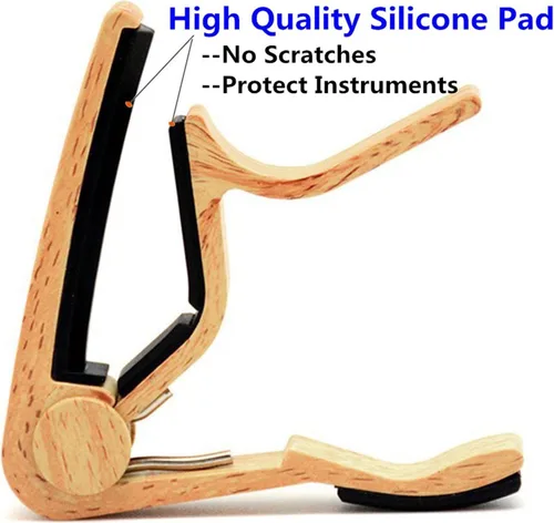 Miniatura 2 de WINGO Cejilla de guitarra para guitarra acústica y eléctrica con 5 púas, Burlywood