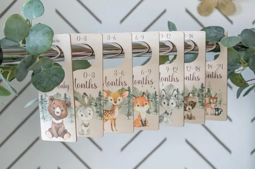 Miniatura 3 de Divisores de armario de bebé Divisores de armario para decoración de guardería de bosque para ropa de bebé Divisores de madera para ropa de bebé