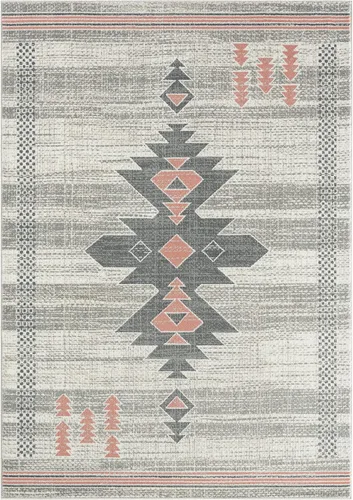 Miniatura 3 de Abani Porto Collection - Alfombra rectangular de 3 x 5 pies, alfombra decorativa rectangular con estampado tribal beige turco y azul