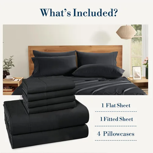 Miniatura 190 de Casa Platino Juego de sábanas individual XL de percal – Juego de sábanas de 4 piezas 100% algodón individual XL, con sábana ajustada de bolsillo 05