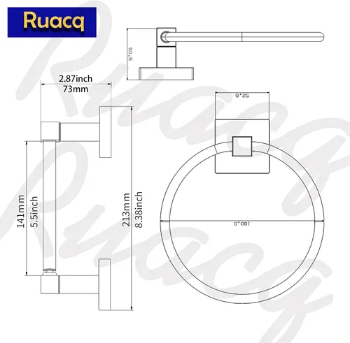 Miniatura 6 de Ruacq Soporte de papel higiénico de níquel cepillado, anillo de toalla, accesorios de baño, juego de accesorios de baño de doble poste giratorio