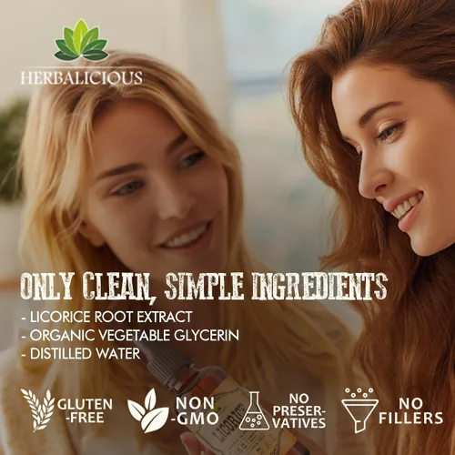 Miniatura 5 de HERBALICIOUS Extracto de raíz de regaliz (Glycyrrhiza glabra) - Extracto de hierbas líquido orgánico, 2 onzas líquidas, vegano, sin OMG, sin gluten