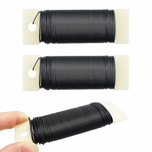 Miniatura 35 de HAHIYO Alambre Negro de Calibre 22 - 1 Rollo, 38 Yardas (115 Pies) Alambre Floral Flexible para Manualidades, Coronas de Navidad, Arreglos