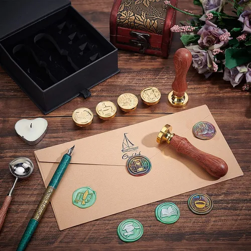 Miniatura 3 de CRASPIRE Sello de Cera de Cuervo de Halloween Sellos de Cera de Sellado de Cuervo Luna Sello de Cera Sello de Sellado de 30mm con Cabeza de Latón