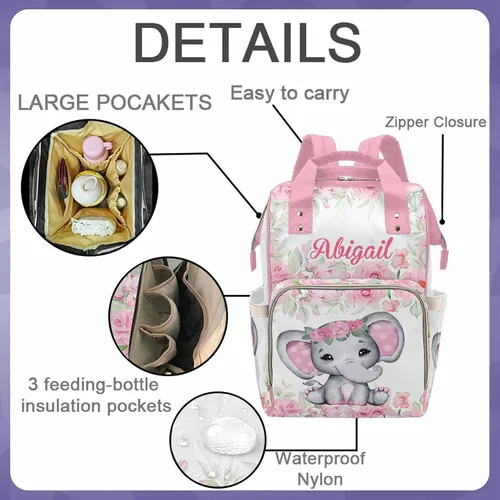 Miniatura 3 de Newcos Bolsa de pañales personalizada para lactancia, bolsa de pañales para bebé, mochila de viaje casual para mamá, Mochilas Daypack 0317-3