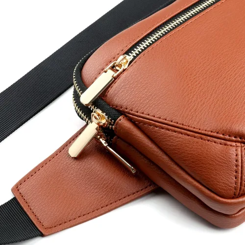 Miniatura 2 de Riñoneras de cuero para mujer, de moda, de talla grande, color negro, para hombres, lindas bolsas cruzadas, riñonera con gran capacidad, casual