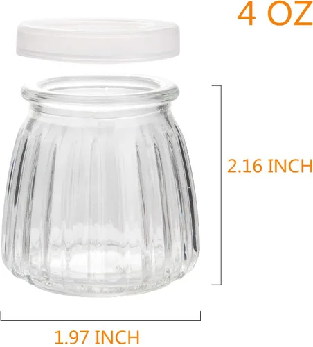 Miniatura 2 de Tarros pequeños de yogur, tarros de vidrio transparente de 4 onzas con tapas, recipiente de yogur de vidrio con tapas (PE), tarro de pudín