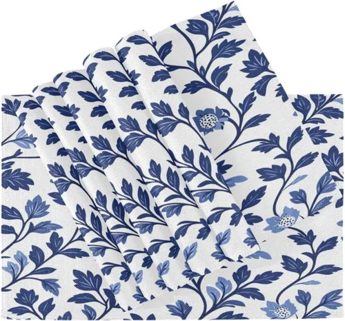 Miniatura 4 de Custom Europen Vine Scroll Pattern Blue Easter Place Mats Interior rústico lavable redondo manteles individuales 6 piezas 12 x 18 manteles redondos