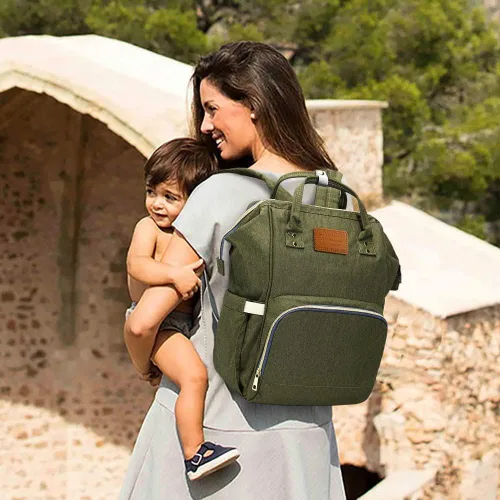 Miniatura 8 de LIMHOO Mochila para pañales para hombres y papá, bolsa de pañales de lona grande impermeable de camuflaje, bolsa para el cuidado del bebé