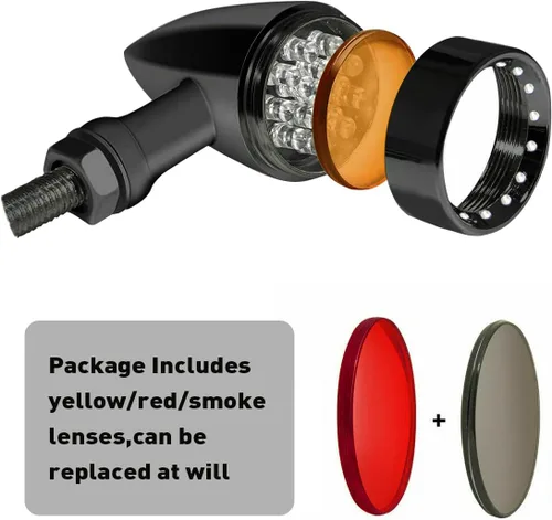 Miniatura 8 de Dreamizer Señales de giro de motocicleta en forma de bala con luces LED, lámpara indicadora de aleación de aluminio para Cafe Racer Bobber Shadow