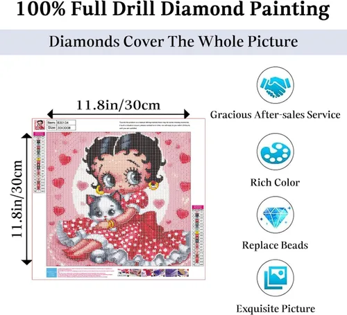 Miniatura 2 de Kits de Arte de Diamante JAKI para Adultos de Dibujos Animados, Pinturas de Arte de Diamante para Principiantes, Kits de Arte de Gemas 5D de B30134