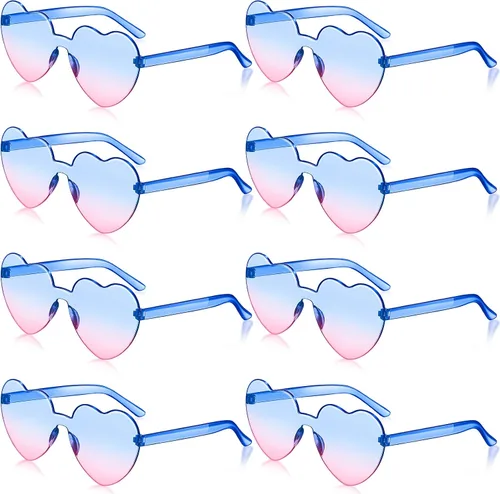 Lentes de sol sin marco, en forma de corazón, transparentes, color caramelo, para recuerdos de fiesta, 8 pares.