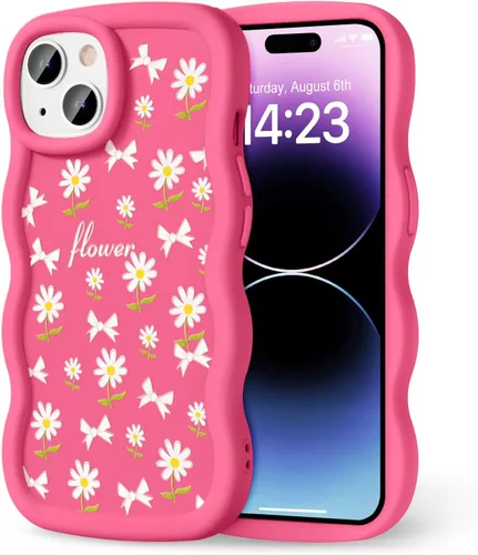 Miniatura 108 de Compatible con iPhone SE/8/7 Funda para Mujeres y Niñas, Marco Ondulado Rizado con Patrón Lindo, Estética Delgada Suave Silicona TPU Parachoques