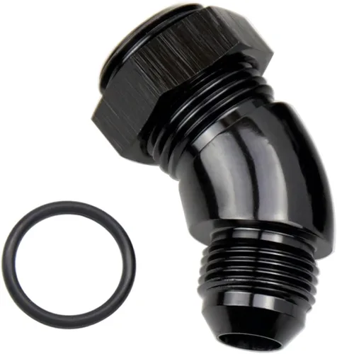 Miniatura 23 de 45 grados 4AN macho Flare a 4AN ORB puerto adaptador de flujo completo aluminio negro