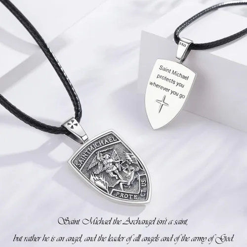 Miniatura 2 de Eusense Collar con colgante de San MiguelSan CristóbalSan BenitoSan JudaVirgen María MilagrosaCrucifijo de JesúsSan JoséSan Antonio para hombres