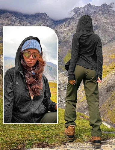Miniatura 51 de TBMPOY Chaquetas con capucha y protección solar UPF 50+ para mujer, ligeras, de manga larga, para senderismo, exteriores, con cremallera completa