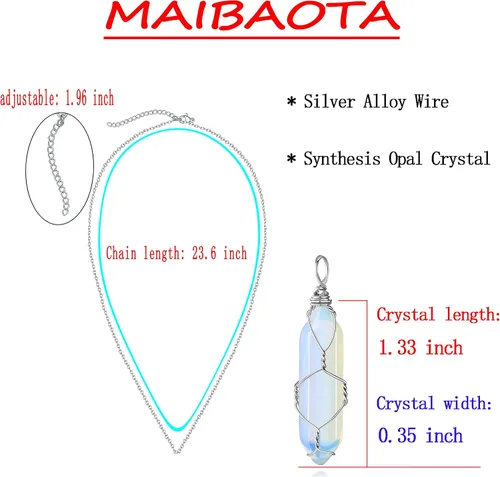 Miniatura 6 de MAIBAOTA Healing Crystal Stone Necklace Life of Wire Wrapped Teardrop Crystals Pendant Necklaces Natural Reiki Quartz Gemstone Jewelry for Women