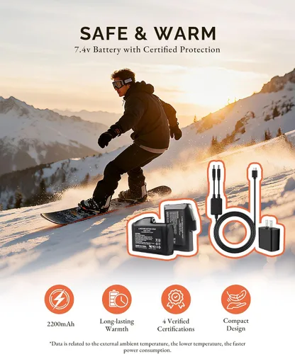 Miniatura 5 de Guantes de esquí con calefacción, manoplas con calefacción para hombres y mujeres, guantes de batería recargable de 7.4V para esquí y senderismo