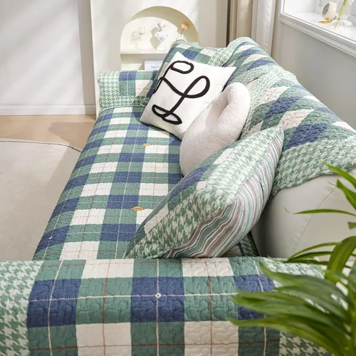 Miniatura 4 de vctops Juego de 2 fundas de almohada decorativas de algodón a cuadros de búfalo de granja, fundas de cojín cuadradas acolchadas