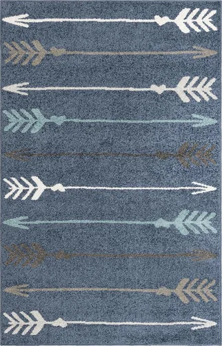 Miniatura 2 de Unique Loom Autumn Collection - Alfombra rectangular de 5 pies 3 pulgadas x 8 pies, color azul marino y gris Azul marino/gris