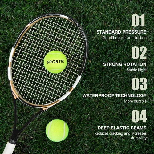 Miniatura 2 de SPORTIC Pelotas de tenis, pelota de tenis presurizada de fieltro de servicio con bolsa de malla para 12 o 36 piezas, pelotas de tenis