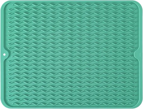 Miniatura 18 de Tapete de silicona para secar platos, antideslizante, fácil de limpiar, tapete escurridor de platos grande resistente al calor para encimera