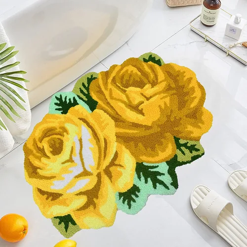 Miniatura 17 de UKELER Alfombras de baño con rosas rojas para baño, antideslizantes, absorbentes, alfombras de cocina, peludas, suaves, para dormitorio de niñas