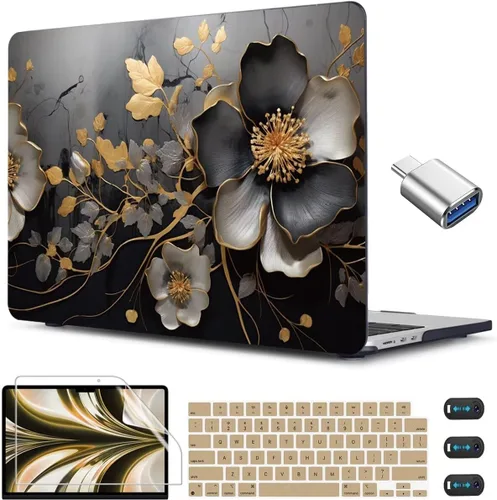 CISSOOK Compatible con MacBook Air de 13.6 pulgadas 2026 2025 2024 2023 2022 lanzamiento M5 A3449 M4 A3240 M3 A3113 A2681 M2, carcasa rígida floral