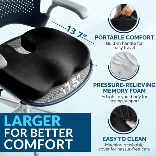 Miniatura 8 de Cojín de asiento de espuma viscoelástica de gel para silla de oficina, almohada de alivio del dolor de coxis y ciática, cojín ergonómico