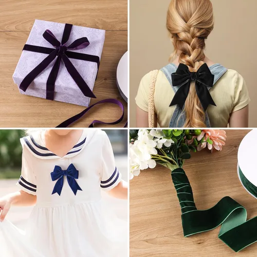 Miniatura 4 de Cinta de terciopelo negro de 1-1/2 pulgadas x 20 yardas, ideal para envolver regalos, hacer lazos para el pelo, coronas, decoración de boda y fiesta