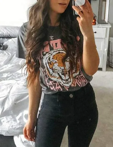 Miniatura 2 de Camisetas gráficas para mujer, de manga corta y cuello redondo, para el verano