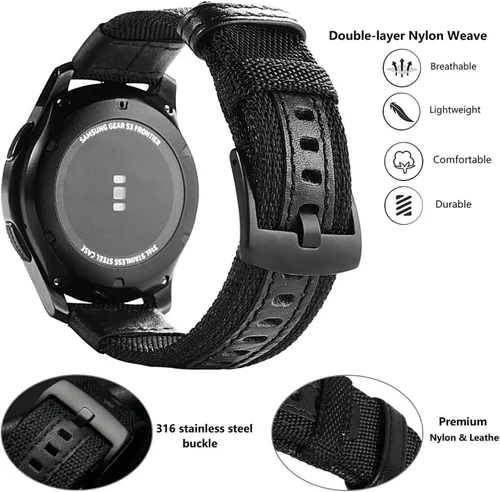 Miniatura 3 de Correa compatible con Samsung Galaxy Watch 3 de 1.772 in/Galaxy Watch 1.811 in/Gear S3 Frontier, correa de repuesto deportiva de nailon de 0.866