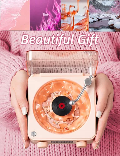 Miniatura 8 de The Waves - Altavoz Bluetooth, mini altavoces portátiles retro para ayudar a dormir, tocadiscos retro con ondas con luz ambiental, ruido blanco mar