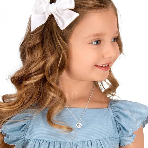 Miniatura 8 de ChicSilver Collar de plata de ley 925 con colgante de moneda de disco floral grabado, plata y oro (con caja de regalo)