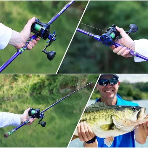 Miniatura 9 de Sougayilang Inshore - Cañas de pescar de agua salada, cañas giratorias de 7 pies y cañas de fundición con carrete de spinning/trolling