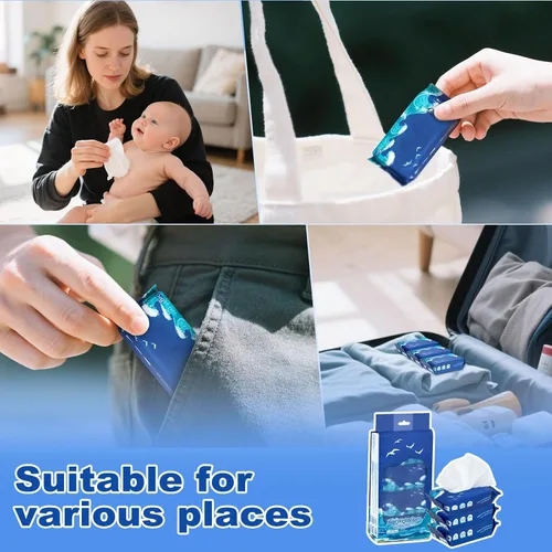 Miniatura 5 de 64 mini toallitas pequeñas de tamaño húmedo para viajes, toallitas de mano tamaño de viaje para adultos, niños y bebés, sin perfume, sin alcohol