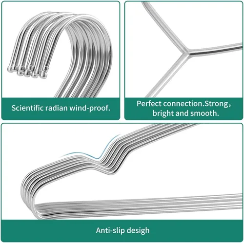 Miniatura 5 de Perchas de metal resistentes para armario de acero inoxidable de 16.5 pulgadas, paquete de 40