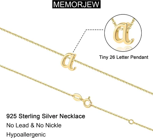 Miniatura 2 de Memorjew - Collar delicado para mujeres y niñas, con inicial en letra cursiva y de plata de ley 925, joyas para regalar el Día de la Madre