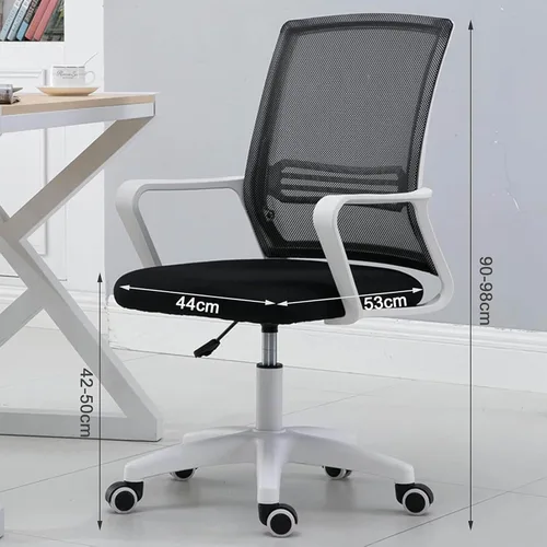 Miniatura 2 de Home Mesh Back Swivel Chair with Padded Seat and 360° Swivel - Computer Desk Chair with Arms - Adjustable Task Chair for Office - White Mesh Task