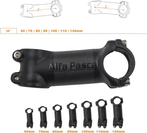 Miniatura 7 de Alfa Pasca Carbon Road Bike Stem MTB Carbon Stem Carbon Fiber Road Bicycle Stem Carbon Fiber+Aluminum Alloy 25.4 Stem 50/60/70/80mm