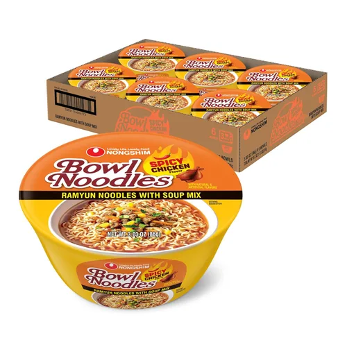 Miniatura 10 de Nongshim Kimchi Instant Ramen - Tazón para sopa de fideos, paquete de 6, Ramyun coreano con verduras, apto para microondas