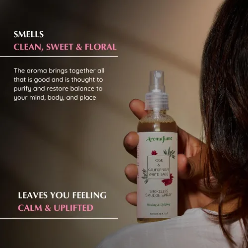 Miniatura 4 de Spray para manchas de salvia blanca y rosa de Aromafume 100ml / 3.3 oz Spray de salvia para limpieza de energía negativa y protección No